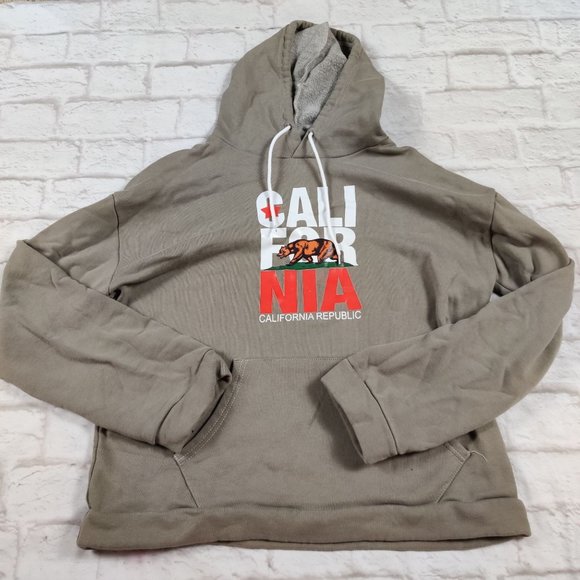 unbranded Tops - California Republic womens hooded sweatshirt graphic hoodie Cali bear taupe sz L